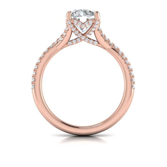 Woven Pave Round Diamond Engagement Ring