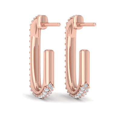 Diamond Elongated Hoop Earrings