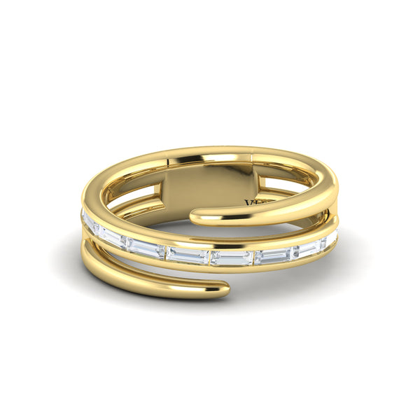 Center Diamond Baguette Open Wrap Ring