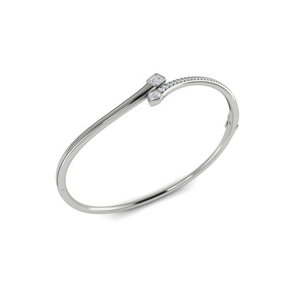 Emerald & Pear Shape Diamond Open Bangle
