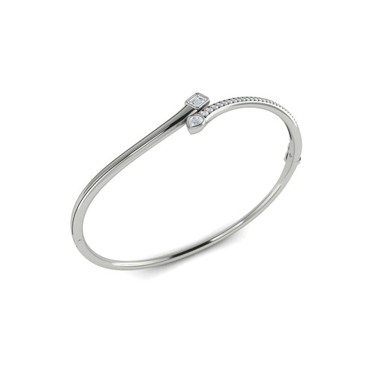 Emerald & Pear Shape Diamond Open Bangle