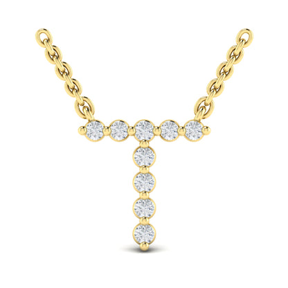 Diamond Alphabet Pendant Necklace, T