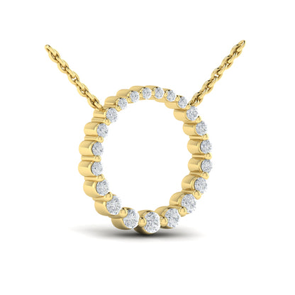 Graduated Round Diamond Open Circle Pendant
