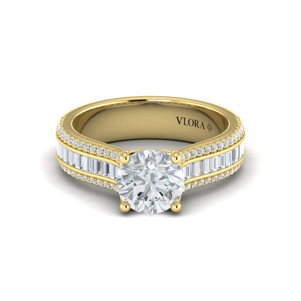 Opulent Cathedral Round Diamond Engagement Ring