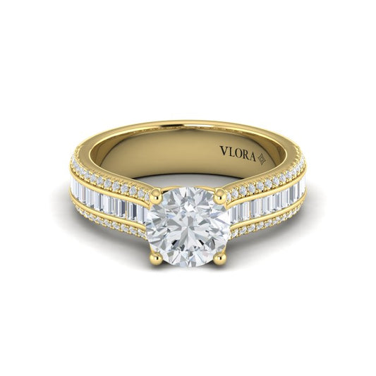 Opulent Cathedral Round Diamond Engagement Ring