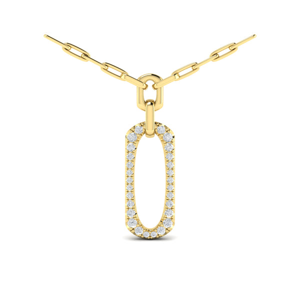 Diamond North South Open Oval Link Necklace