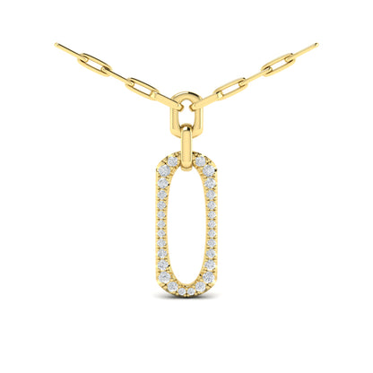 Diamond North South Open Oval Link Necklace