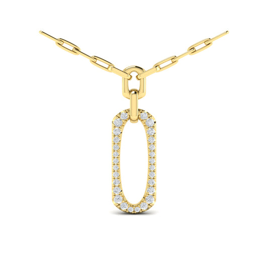 Diamond North South Open Oval Link Necklace