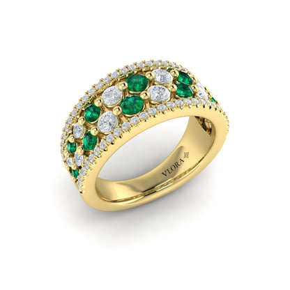 Diamond and Emerald Cluster Statement Ring