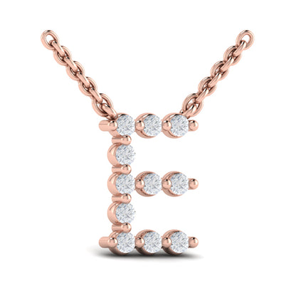Diamond Alphabet Pendant Necklace, E