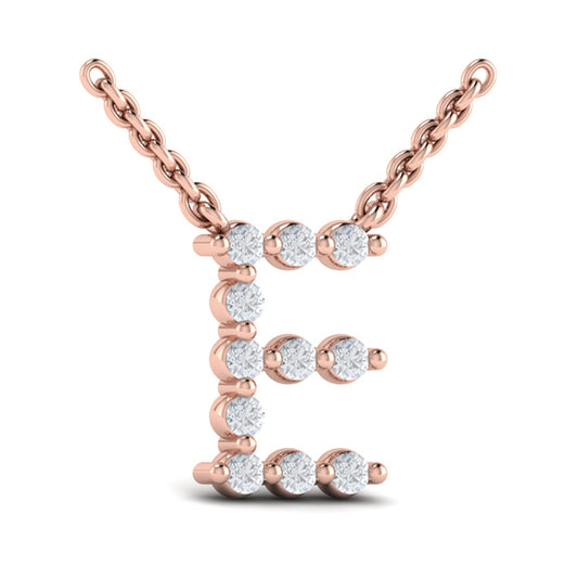 Diamond Alphabet Pendant Necklace, E