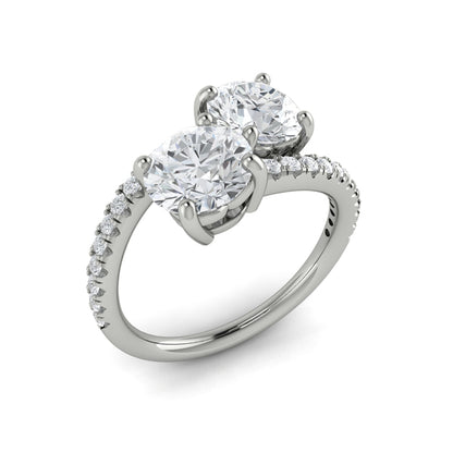 Two Stone Engagement Ring in Platinum by Vlora Bridal