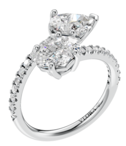 Kissing Oval Two Stone Engagement Ring