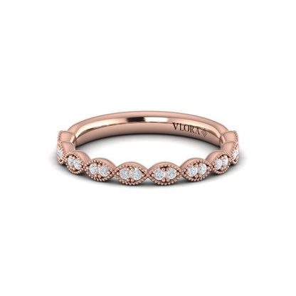 Matching Bands Wedding Band in 14K Rose Gold by Vlora Bridal