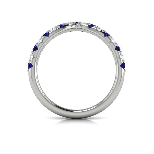 Sapphire and Diamond Contour Band