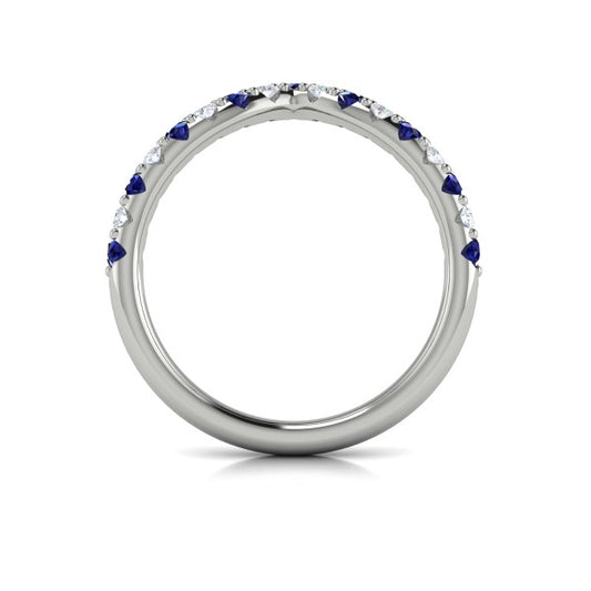 Sapphire and Diamond Contour Band