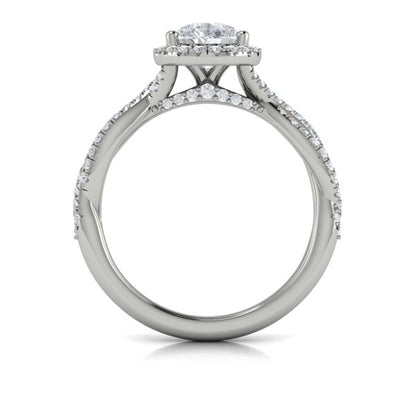 Pear Halo Engagement Ring in Platinum by Vlora Bridal
