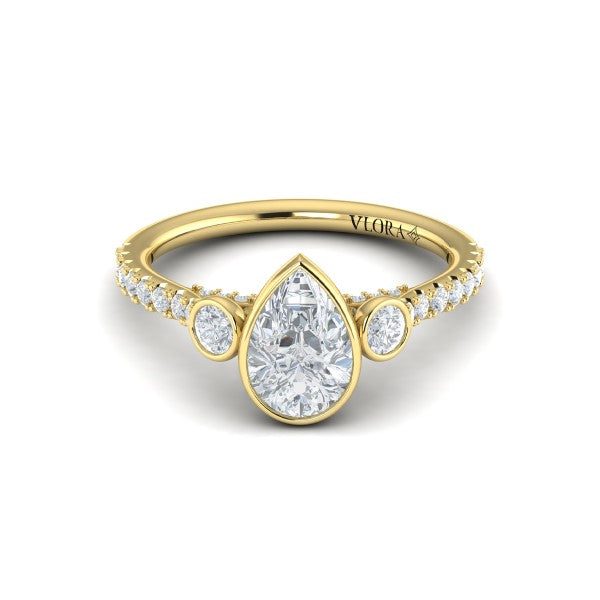 Trio Pear Bezel Engagement Ring