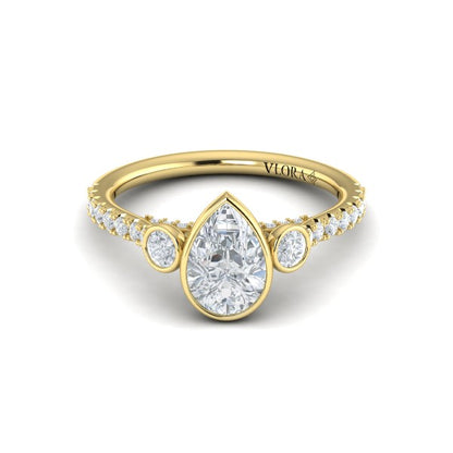 Trio Pear Bezel Engagement Ring