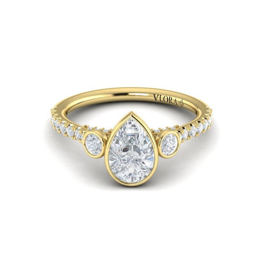 Trio Pear Bezel Engagement Ring