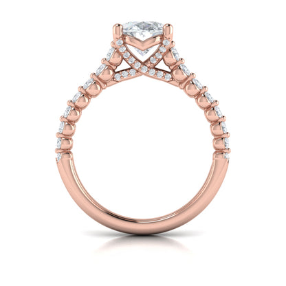 Oval Diamond Engagement Ring with Double Row Diamond Band
