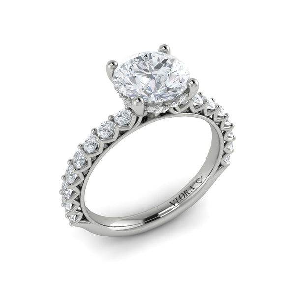 Woven Elegance Hidden Halo Round Engagement Ring