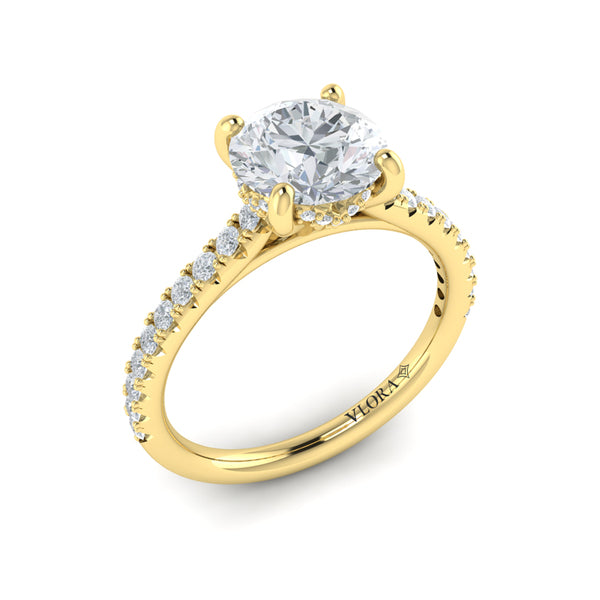 Classic Cathedral Engagement Ring with a Hidden Halo
