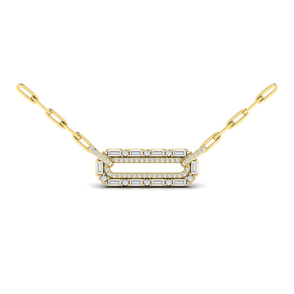 Diamond Baguette Double Row Link Necklace