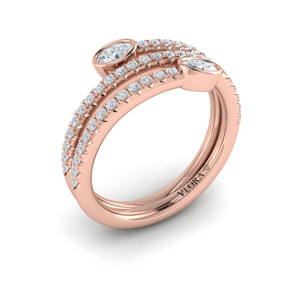 Diamond Three Row Oval Diamond Wrap Ring