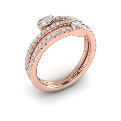 Diamond Three Row Oval Diamond Wrap Ring