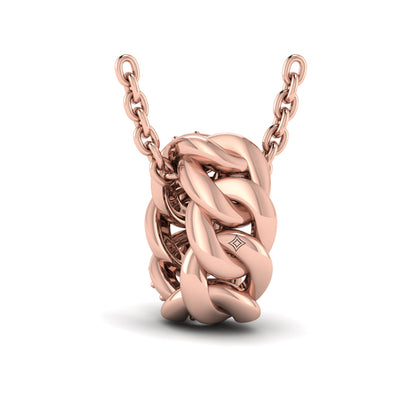 Channel Set Link with Diamonds Pendant Necklace