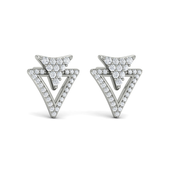 Diamond Double Trinity Open Stud Earrings