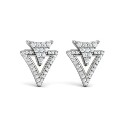 Diamond Double Trinity Open Stud Earrings