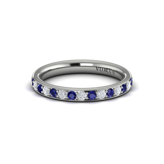 Delicate Sapphire and Diamond Stackable Band