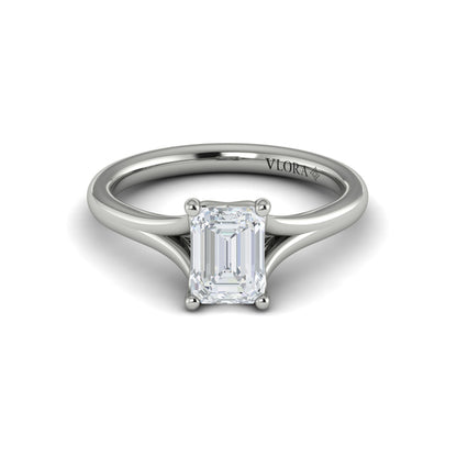 Solitaire Emerald Cut Engagement Ring