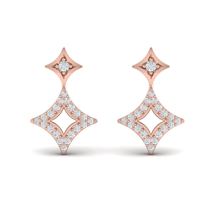 Diamond Double Vlora Star Open Motif Drop Stud Earrings