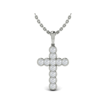 Rounded Bezel Set Diamond Cross Pendant
