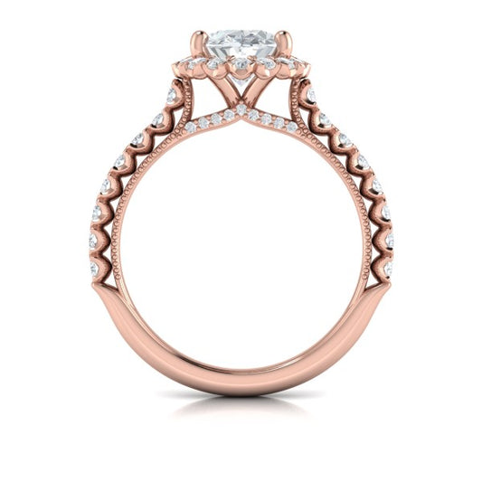 Floral Halo Oval Engagement Ring