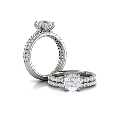 Classic Cathedral Engagement Ring with a Hidden Halo