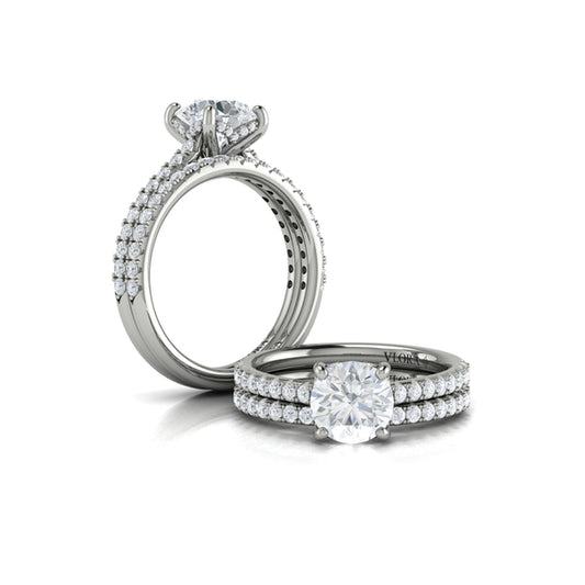 Classic Cathedral Engagement Ring with a Hidden Halo