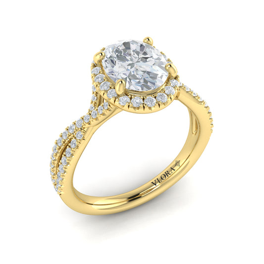 Entwined Oval Halo Engagement Ring