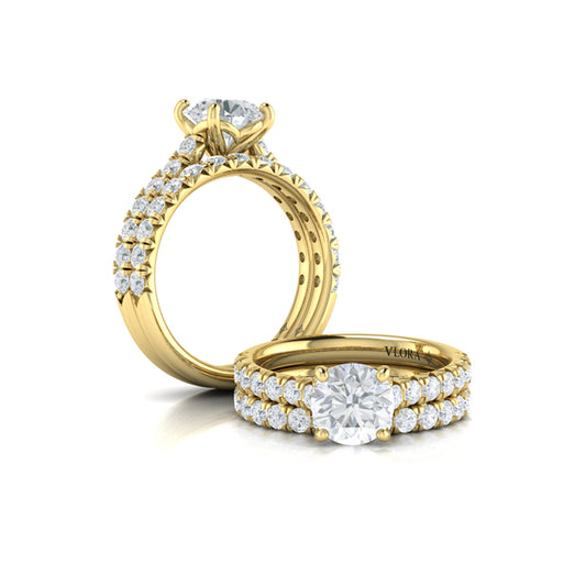 Matching Band for French Cathedral Round Diamond Engagement Ring