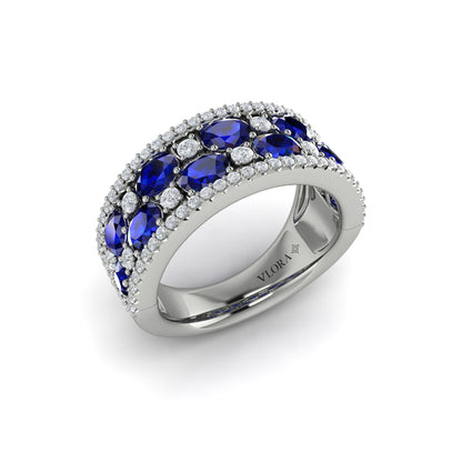 Multi Diamond and Sapphire Statement Ring