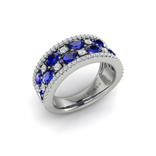 Multi Diamond and Sapphire Statement Ring