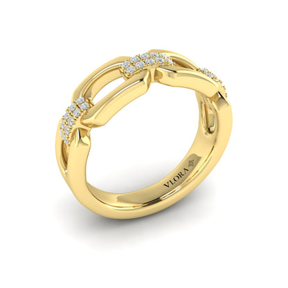 Diamond Accent East West Open Oval Link Ring