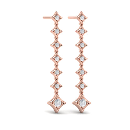 Diamond Vlora Star Long Drop Statement Earrings