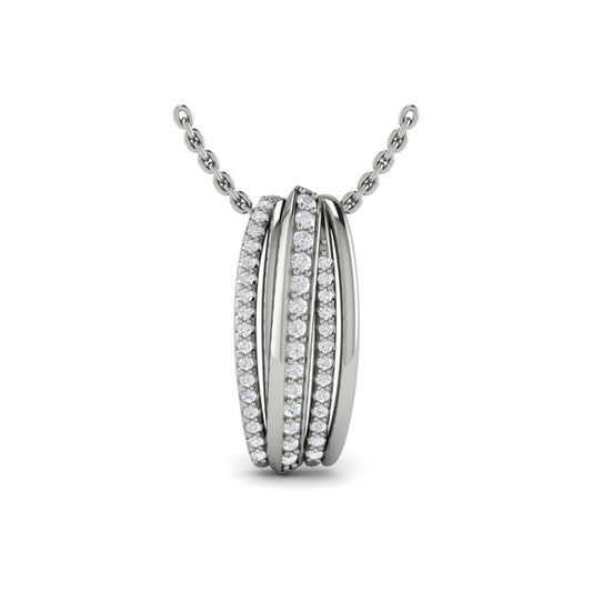 Triple Row Diamond Fluted Pendant