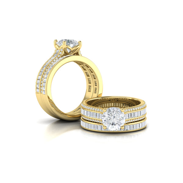 Opulent Cathedral Round Diamond Engagement Ring
