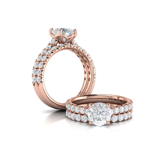 French Cathedral Round Diamond Engagement Ring