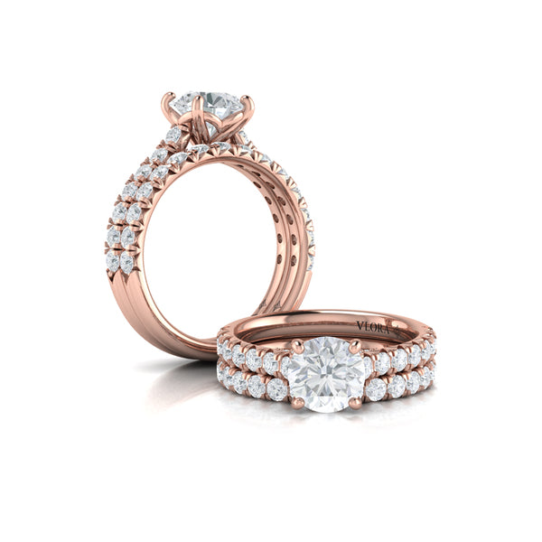 Matching Bands Wedding Band in 14K Rose Gold by Vlora Bridal